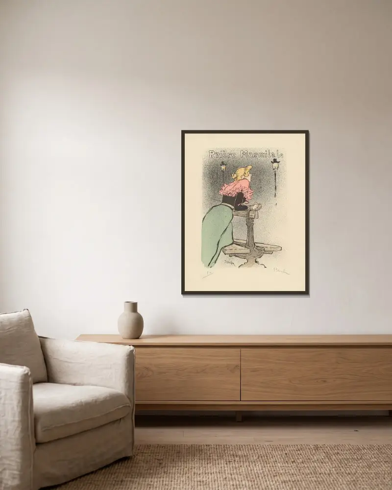 Gebete um Kochtöpfe von Théophile Alexandre Steinlen gerahmt an einer Wand