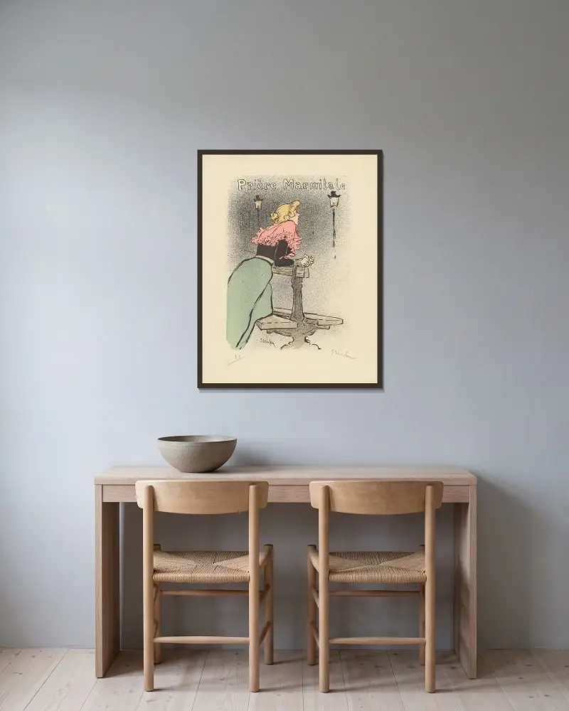 Gebete um Kochtöpfe von Théophile Alexandre Steinlen gerahmt an einer Wand
