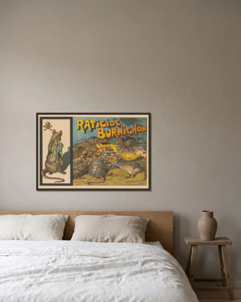 Raticide, Burnichon, Théophile Alexandre Steinlen v rámu na stěně