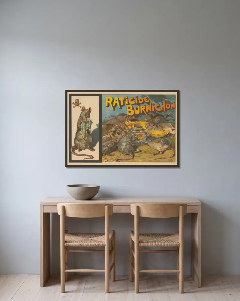 Raticide, Burnichon, Théophile Alexandre Steinlen v rámu na stěně