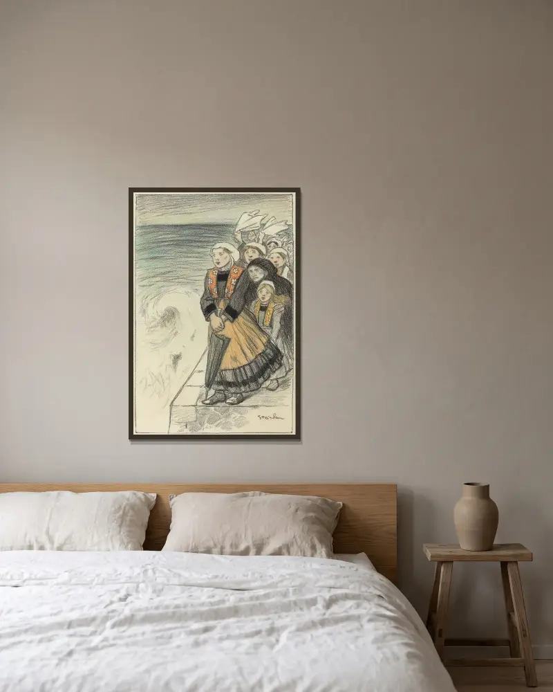Sjömäns hustrur av Théophile Alexandre Steinlen inramad på en vägg