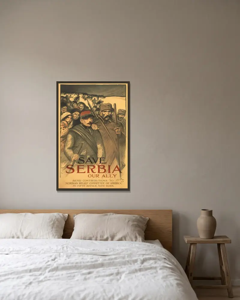 Rädda Serbien vår allierade av Théophile Alexandre Steinlen inramad på en vägg