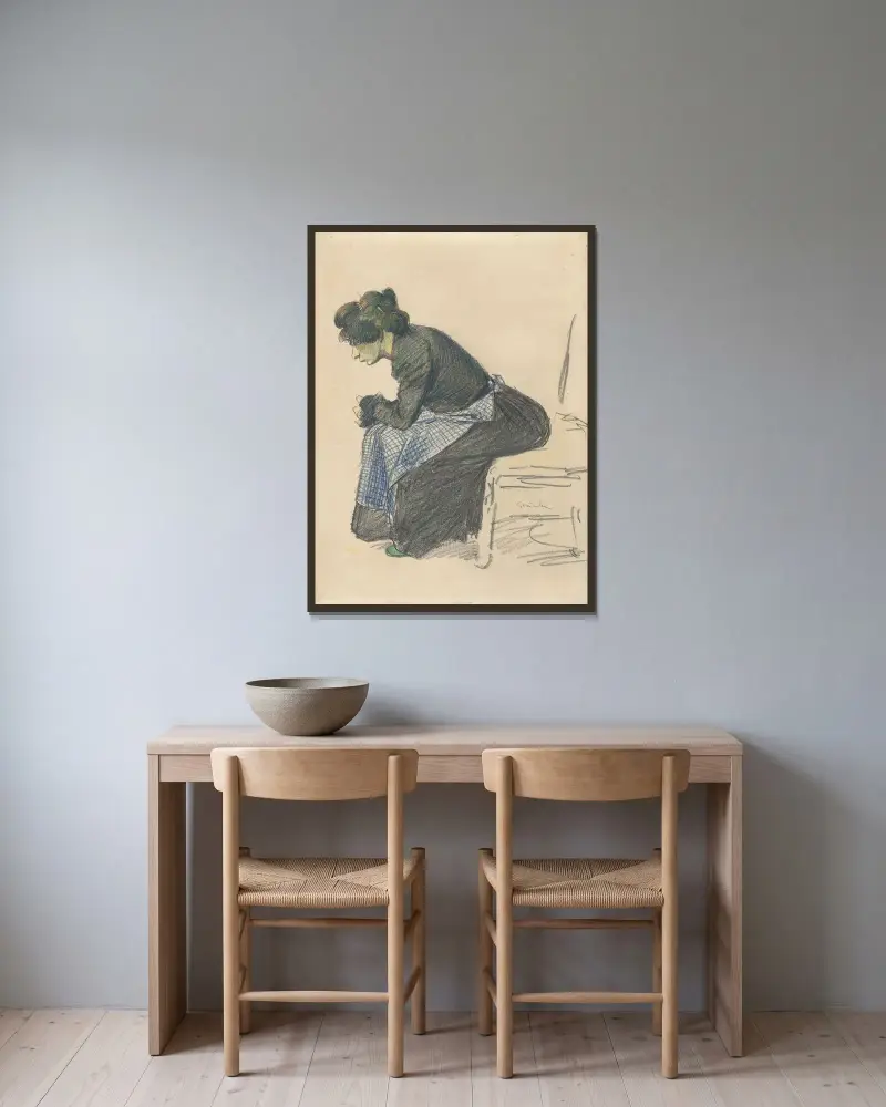 Studie av en kvinna av Théophile Alexandre Steinlen inramad på en vägg
