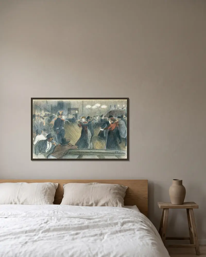 The Dance av Théophile Alexandre Steinlen inramad på en vägg