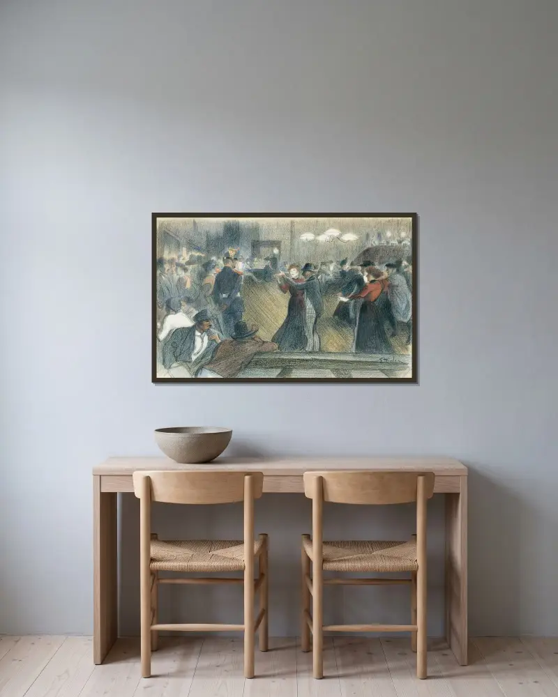 The Dance av Théophile Alexandre Steinlen inramad på en vägg