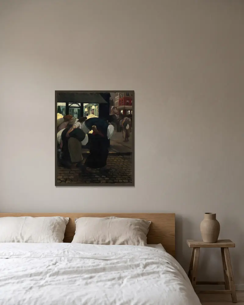 Tvätterskorna av Théophile Alexandre Steinlen inramad på en vägg