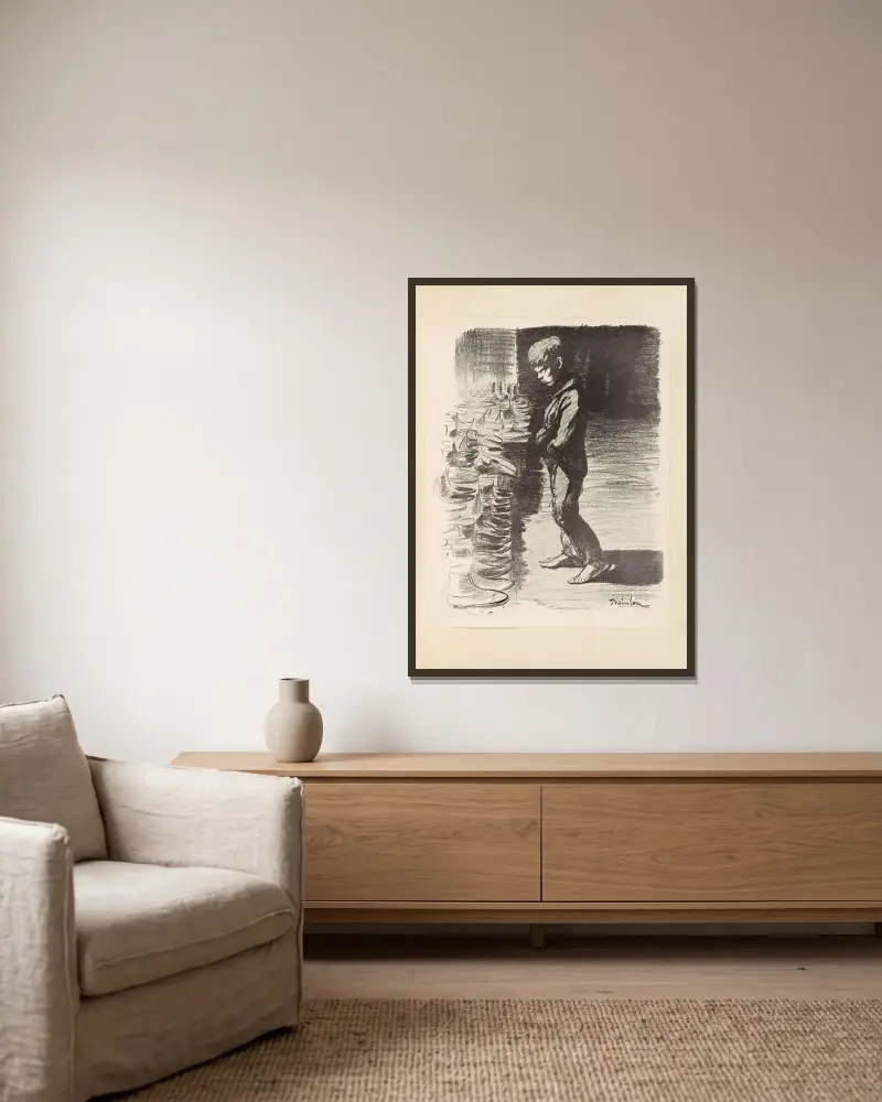Der Dieb von Théophile Alexandre Steinlen gerahmt an einer Wand
