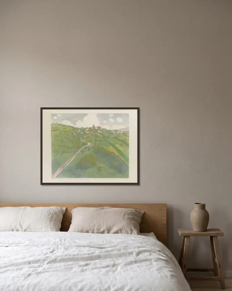 Utsikt över Belmont, nära Lausanne av Théophile Alexandre Steinlen inramad på en vägg