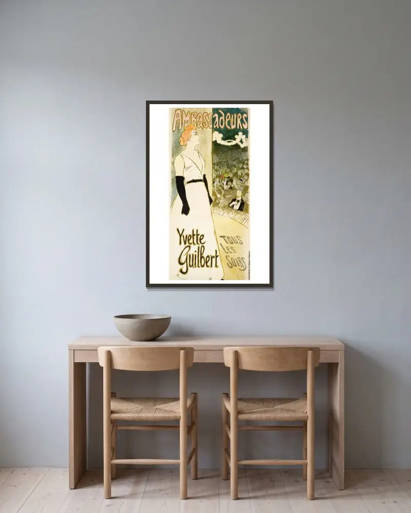 Yvette Guilbert von Théophile Alexandre Steinlen gerahmt an einer Wand