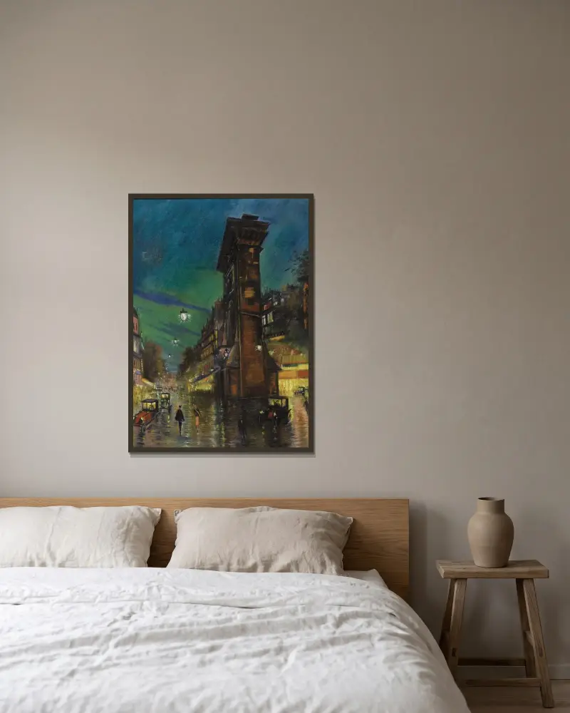 Stadsvy av Konstantin Alexeevich Korovin inramad på en vägg