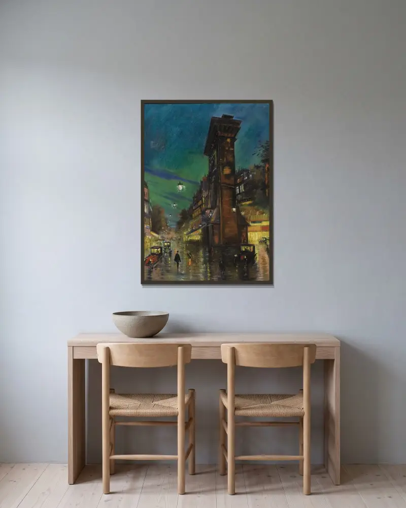 Stadsvy av Konstantin Alexeevich Korovin inramad på en vägg