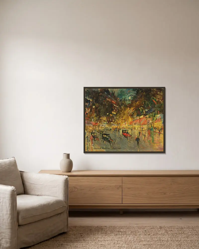 Grands Boulevards, Richelieu-Drouot av Konstantin Alexeevich Korovin inramad på en vägg