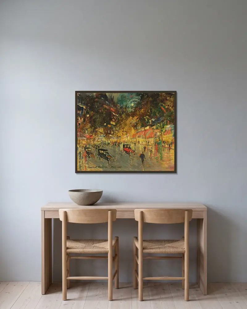 Grands Boulevards, Richelieu-Drouot av Konstantin Alexeevich Korovin inramad på en vägg