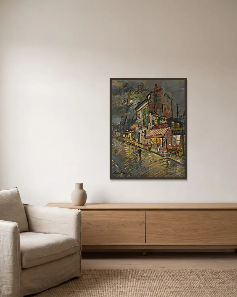 Paris bei Nacht – Nr. 1 von Konstantin Alexeevich Korovin gerahmt an einer Wand