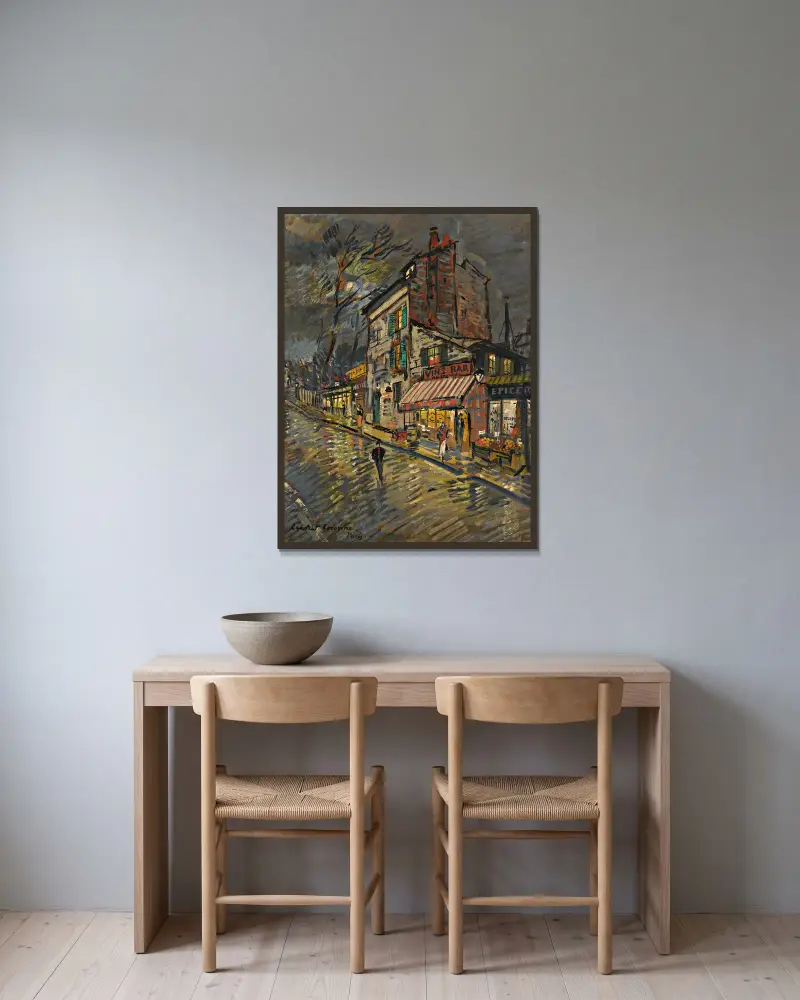 Paris bei Nacht – Nr. 1 von Konstantin Alexeevich Korovin gerahmt an einer Wand
