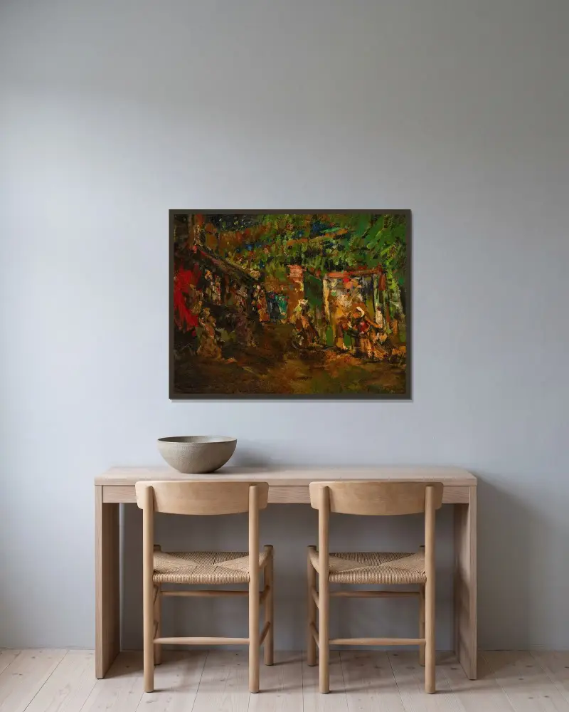 Paris, natten, Montmartre av Konstantin Alexeevich Korovin inramad på en vägg
