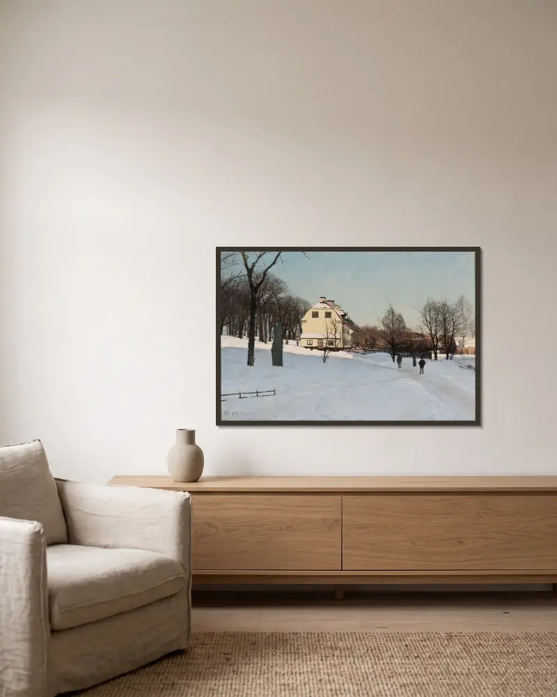 Winter. Skeppsholmen, Stockholm av Alfred Bergström inramad på en vägg