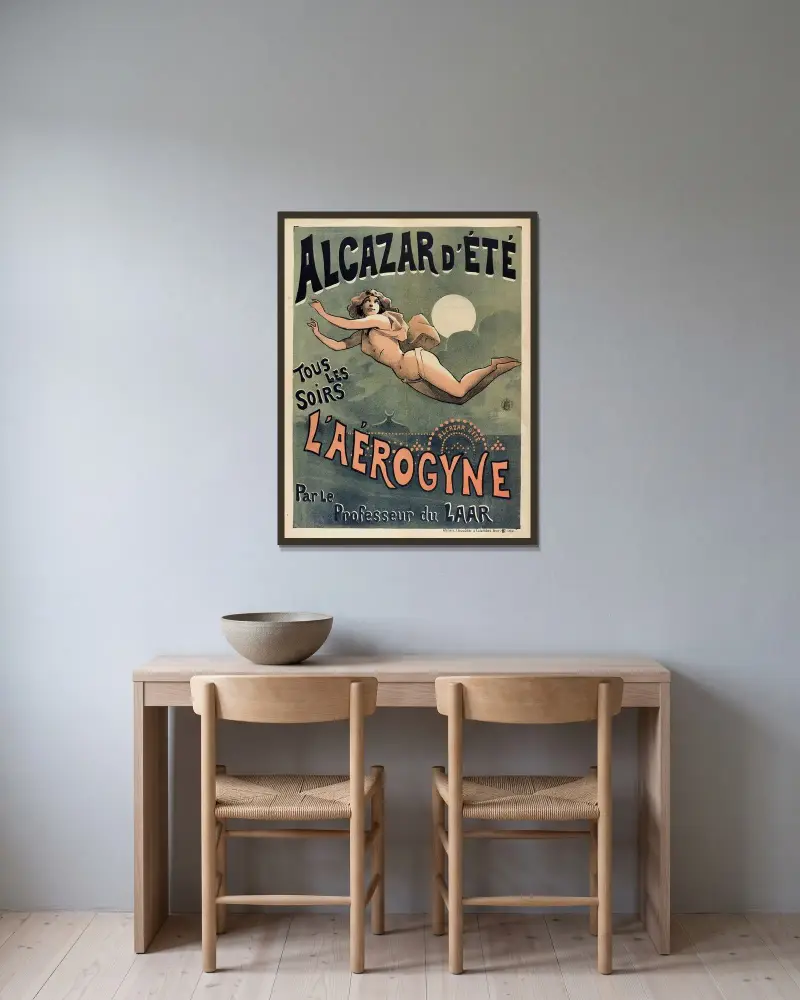 Alcazar D’ete Tous Les Soirs L’aerogyne Par Le Professeur Du Laar av Alfred Choubrac inramad på en vägg