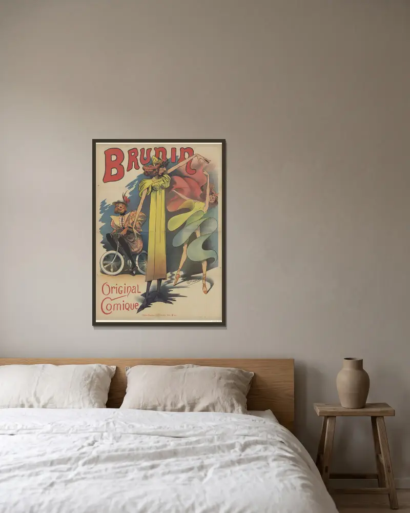 Brunin. Komisches Original von Alfred Choubrac gerahmt an einer Wand