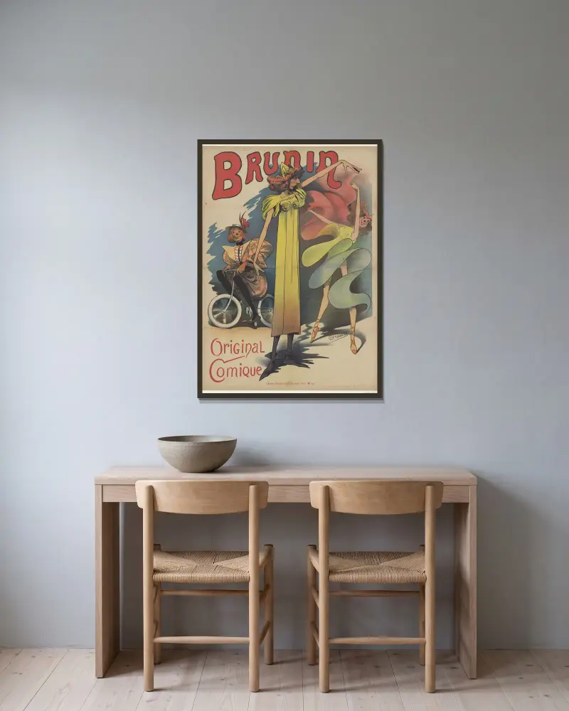 Brunin. Komisches Original von Alfred Choubrac gerahmt an einer Wand