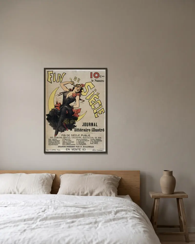 Fin De Siecle Journal Littéraire Illustré av Alfred Choubrac inramad på en vägg