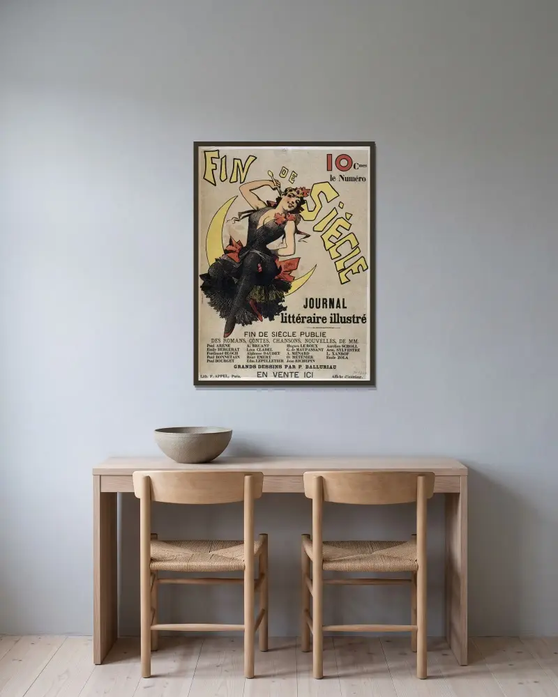 Fin De Siecle Journal Littéraire Illustré av Alfred Choubrac inramad på en vägg