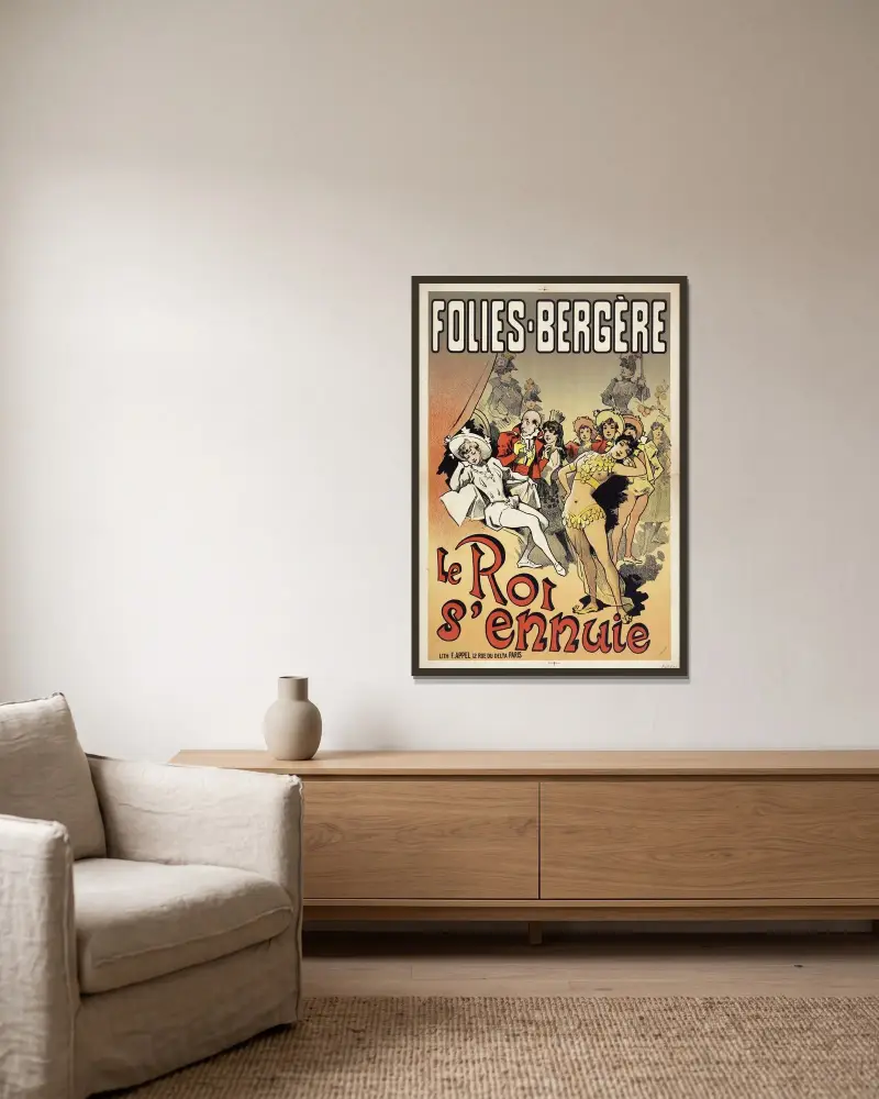 Folies-Bergere Le Roi S’ennuie av Alfred Choubrac inramad på en vägg