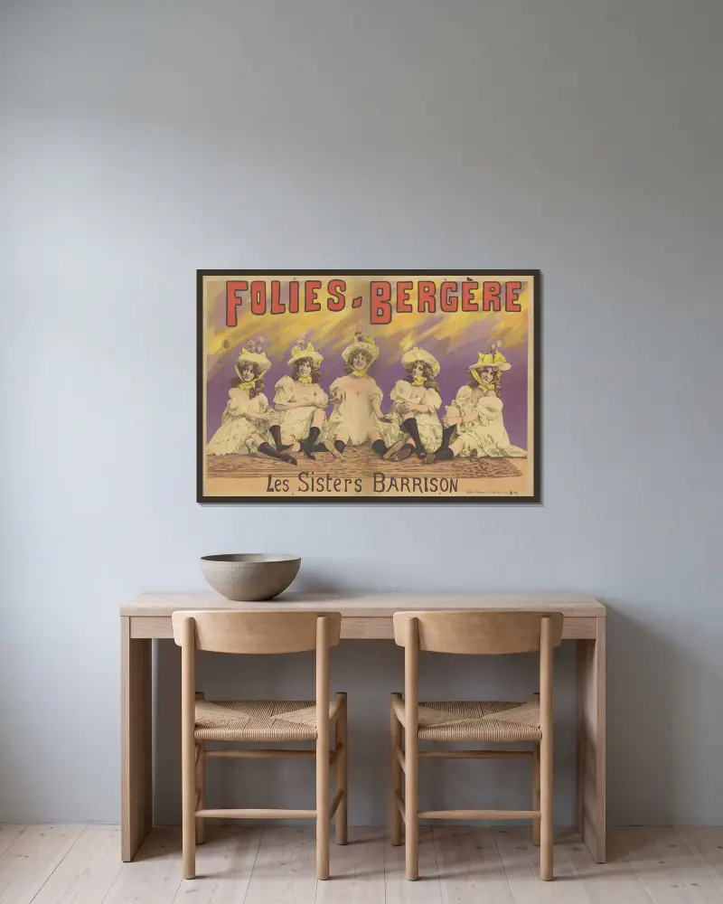 Folies-Bergère. Les Sisters Barrison av Alfred Choubrac inramad på en vägg