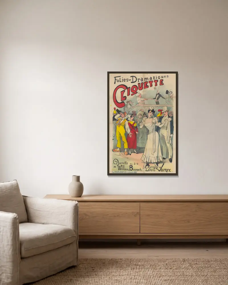 Folies Dramatiques. Cliquette von Alfred Choubrac gerahmt an einer Wand