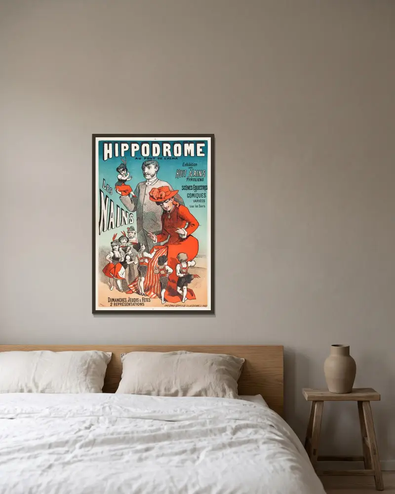 Hippodrome Au Pont De L’alma Les Nains av Alfred Choubrac inramad på en vägg