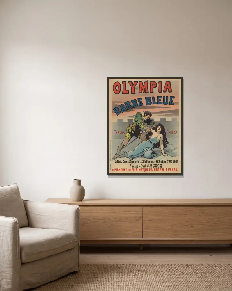 Olympia. Barbe bleue av Alfred Choubrac inramad på en vägg