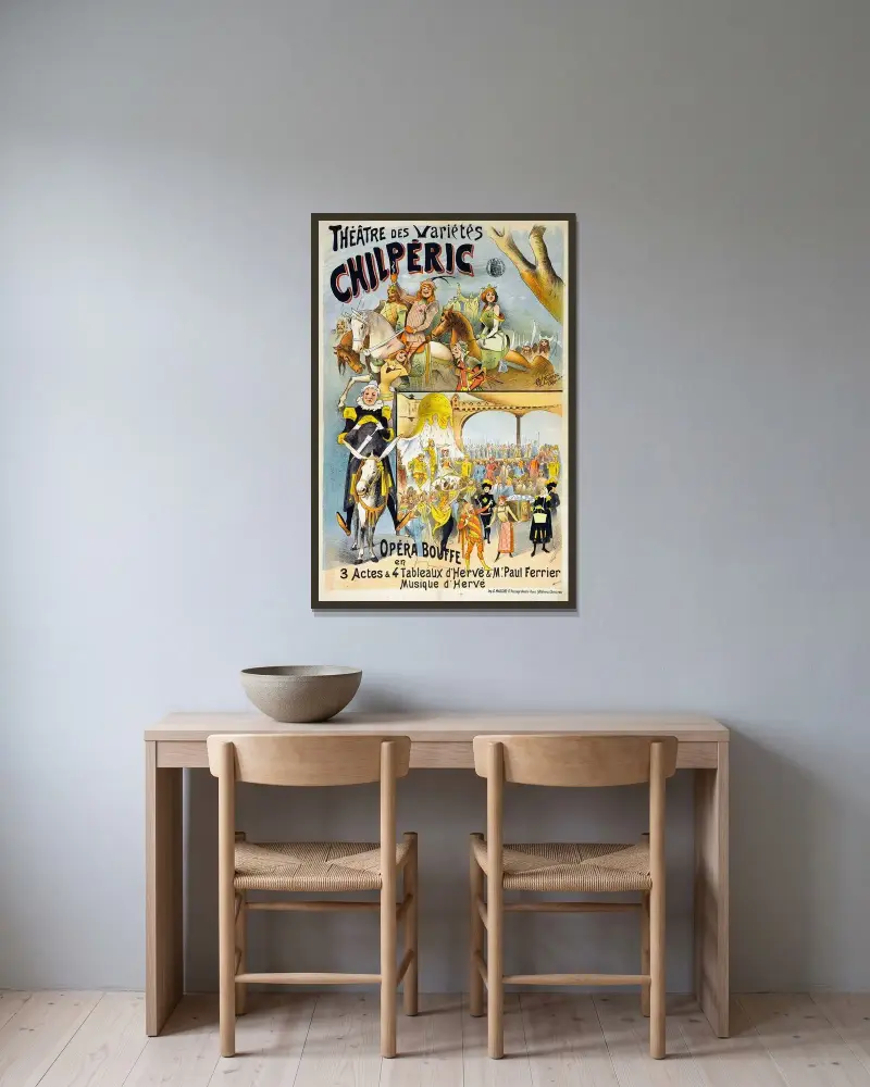 Theâtre Des Variétés Chilperic av Alfred Choubrac inramad på en vägg
