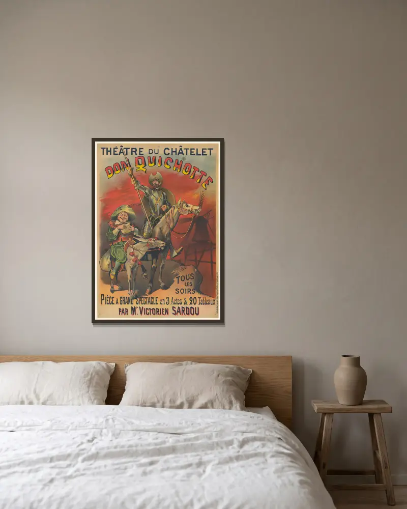 Théatre du Chatelet. Don Quichotte… pièce à grand spectacle et 3 actes et 20 tableaux par Mr Victorien Sardou av Alfred Choubrac inramad på en vägg