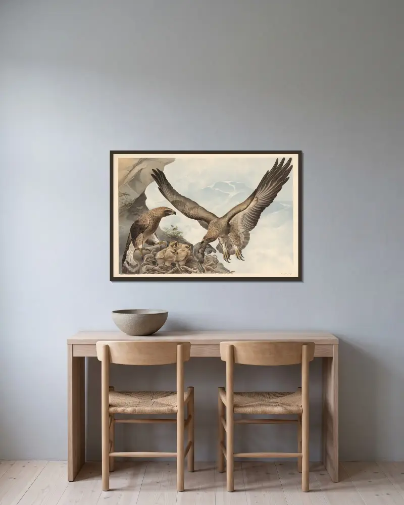 Steinadler von Alfred Fiedler gerahmt an einer Wand