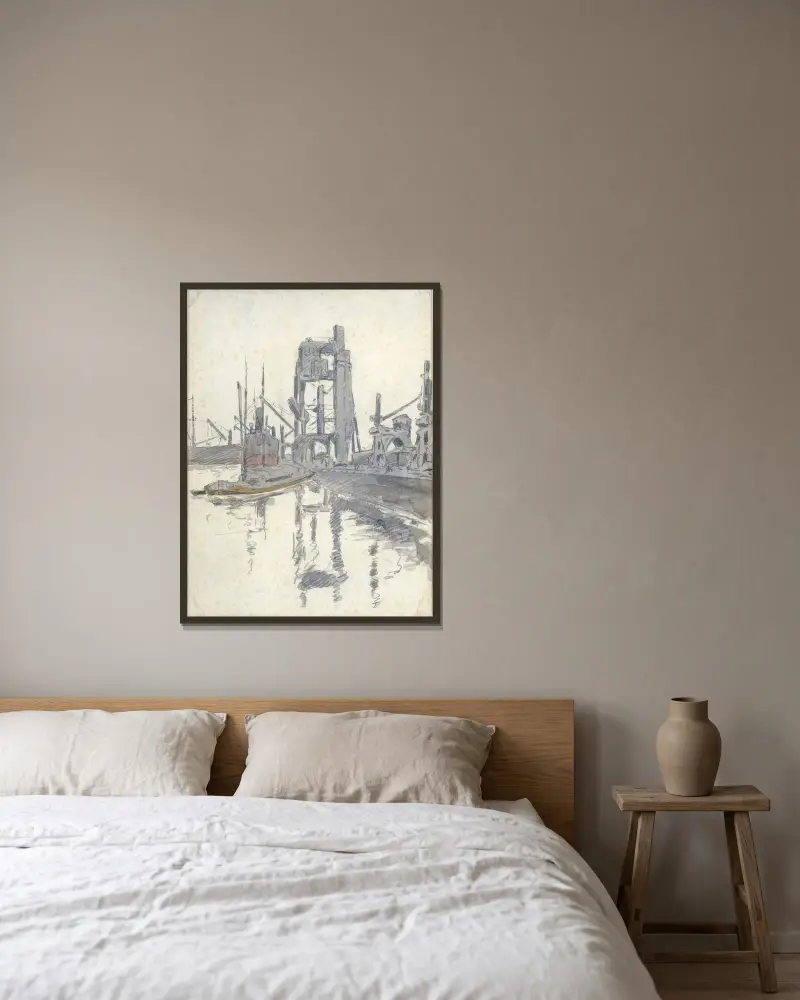 Antwerpener Hafendock von Alfred Ost gerahmt an einer Wand