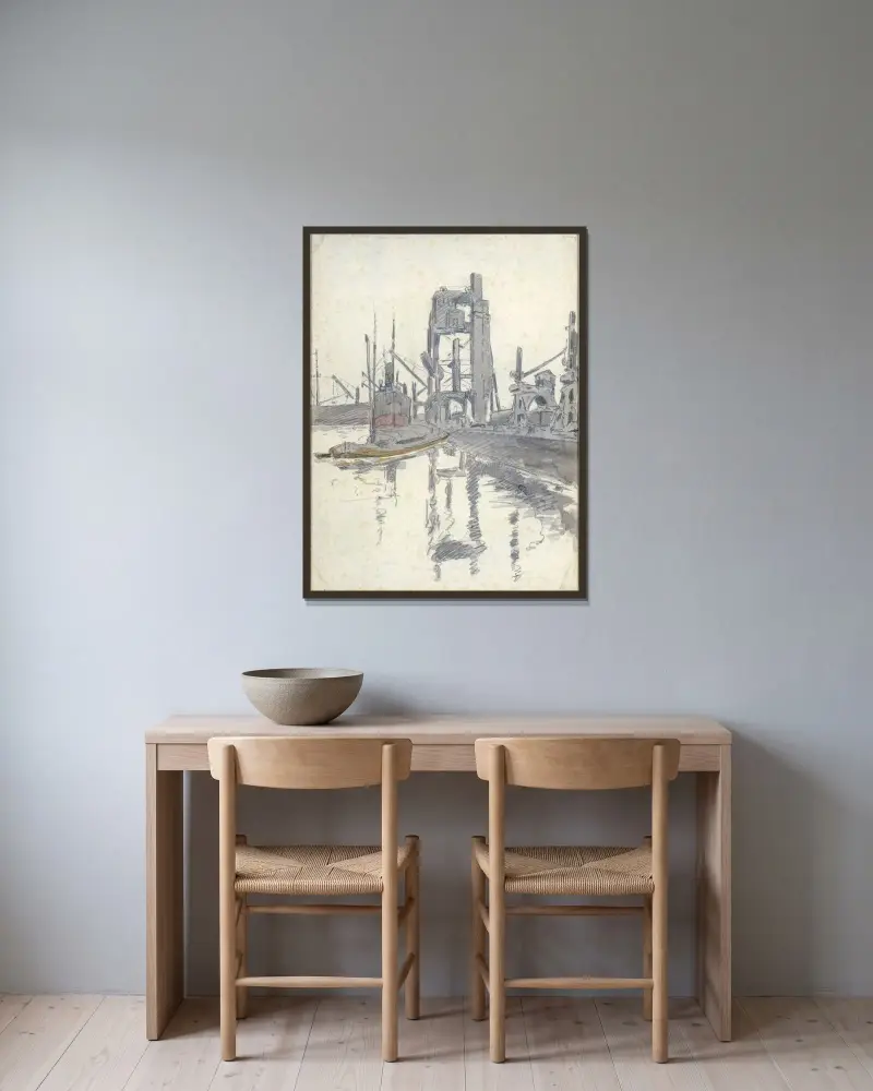 Antwerpener Hafendock von Alfred Ost gerahmt an einer Wand