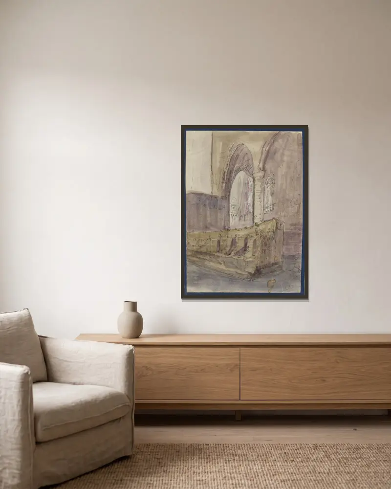 Binnenzicht kerk, Alfred Ost v rámu na stěně