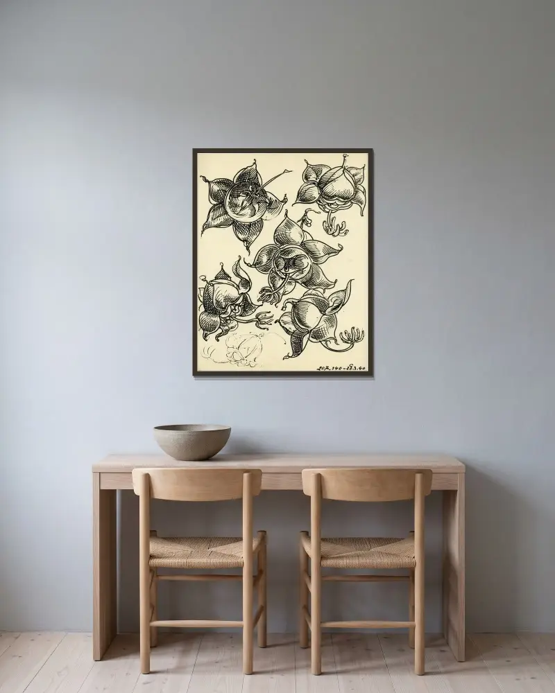 Bloemen av Alfred Ost inramad på en vägg