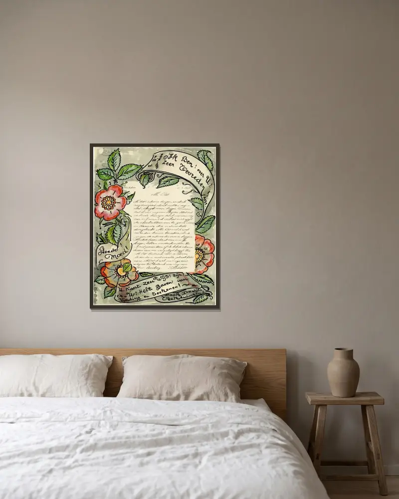 Brief Dekkers von Alfred Ost gerahmt an einer Wand