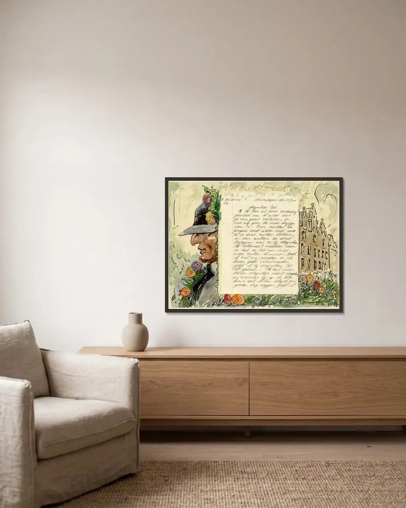Brief Etienne von Alfred Ost gerahmt an einer Wand