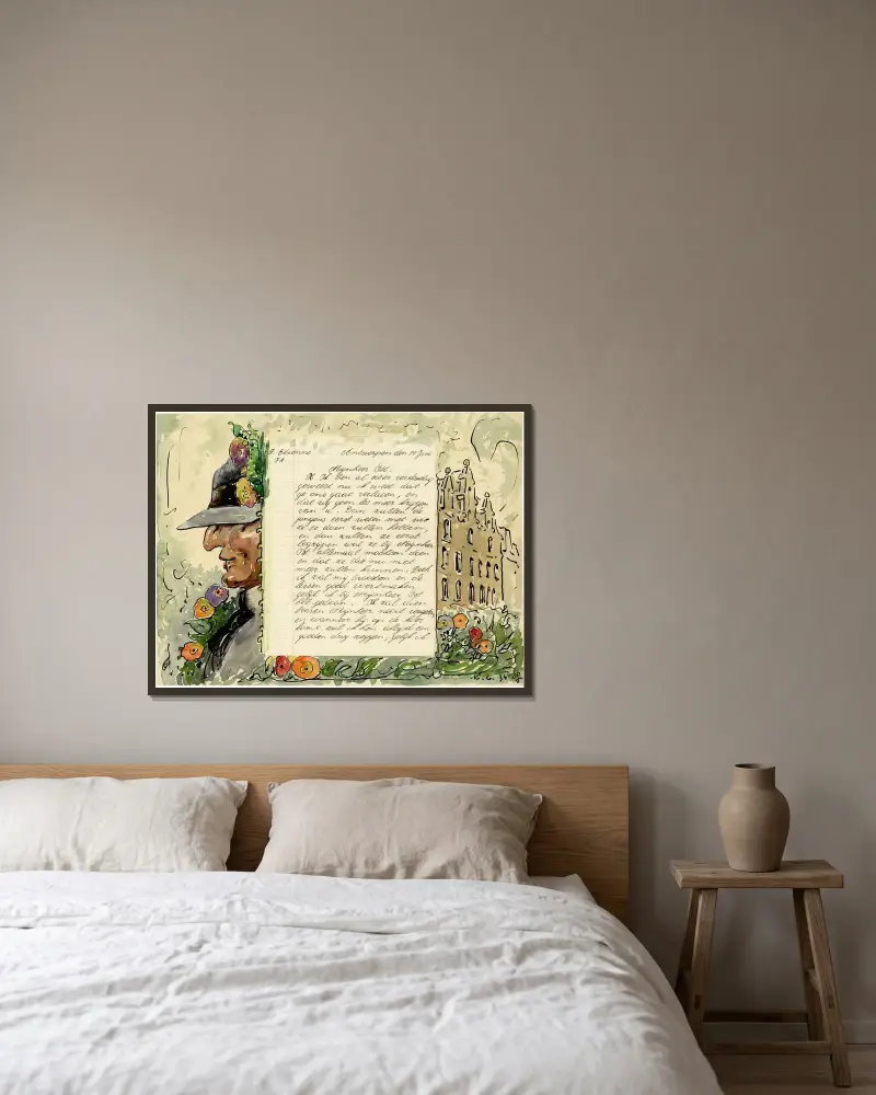 Brief Etienne von Alfred Ost gerahmt an einer Wand