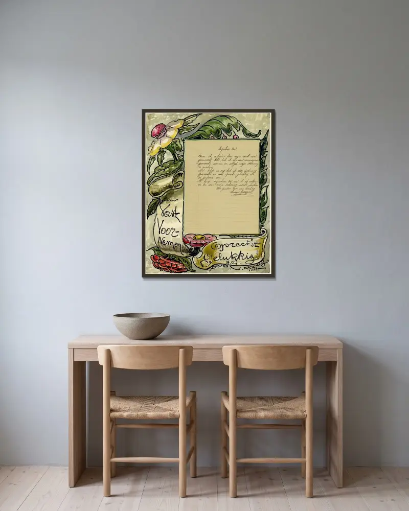 Brief Goossens von Alfred Ost gerahmt an einer Wand