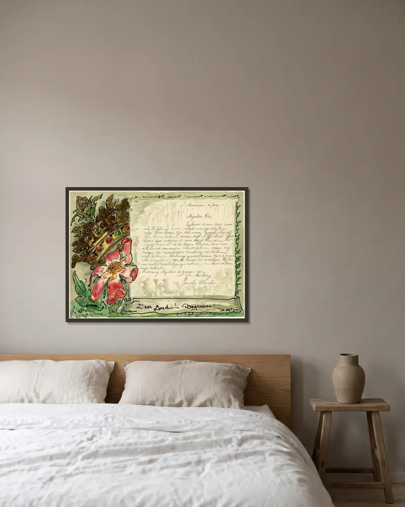 Jacobs Brief von Alfred Ost gerahmt an einer Wand