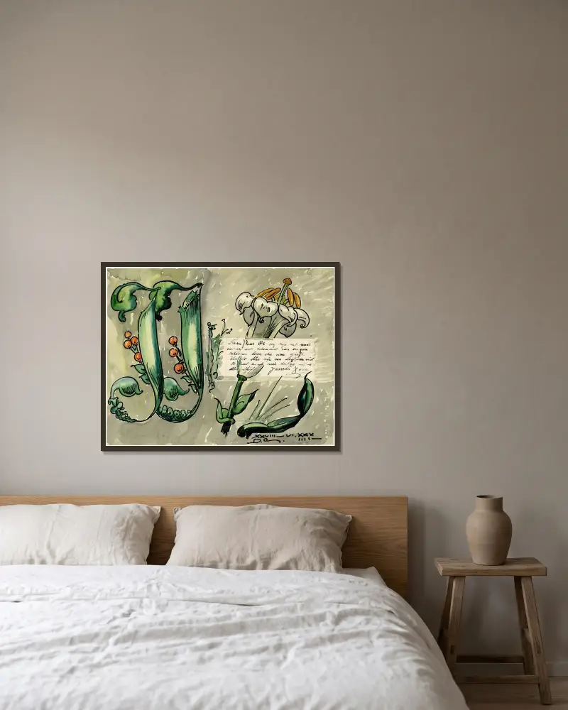 Brief Janssen von Alfred Ost gerahmt an einer Wand