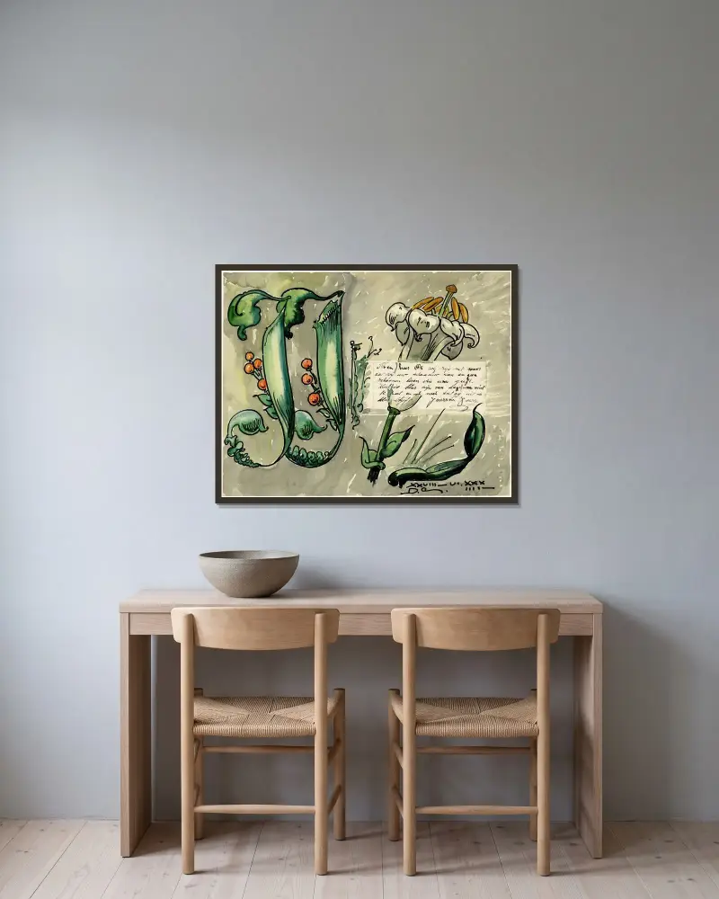 Brief Janssen von Alfred Ost gerahmt an einer Wand