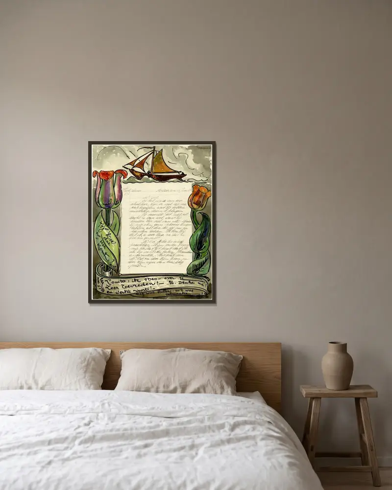 Brief Kool von Alfred Ost gerahmt an einer Wand