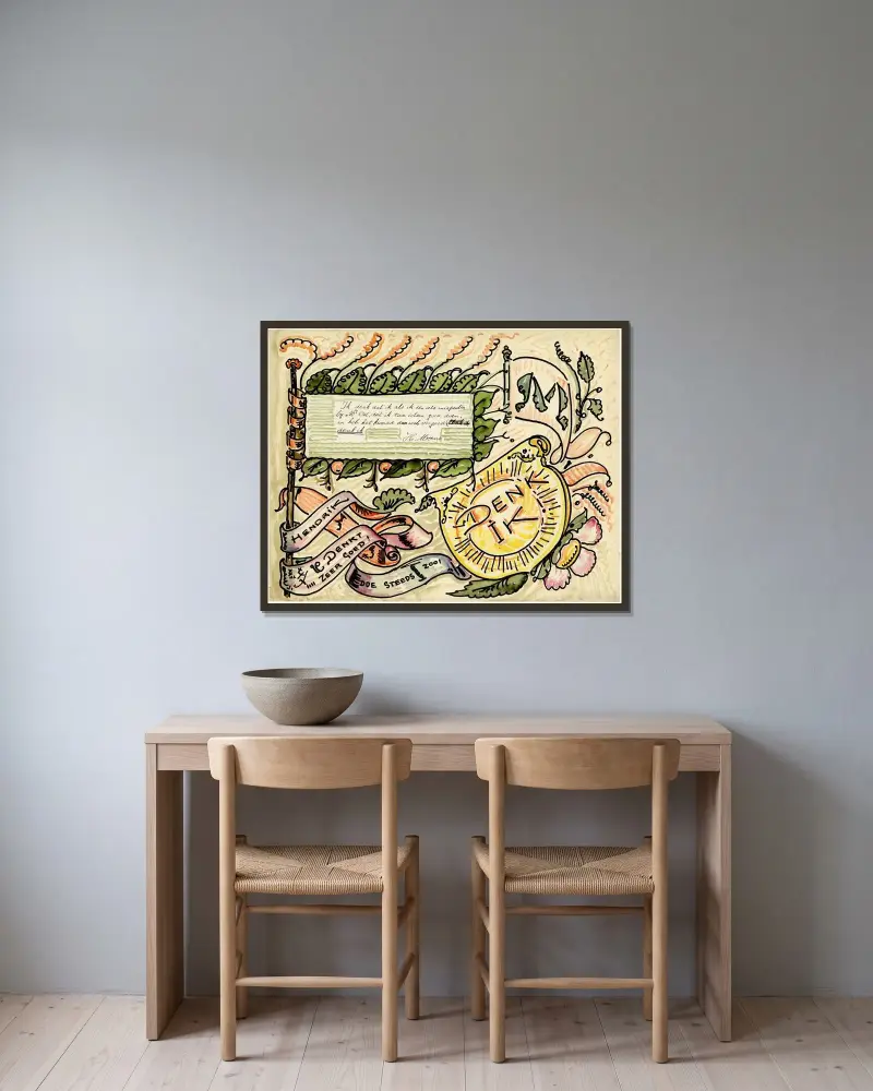 Brief Moens, 1934 – Nr. 1 von Alfred Ost gerahmt an einer Wand