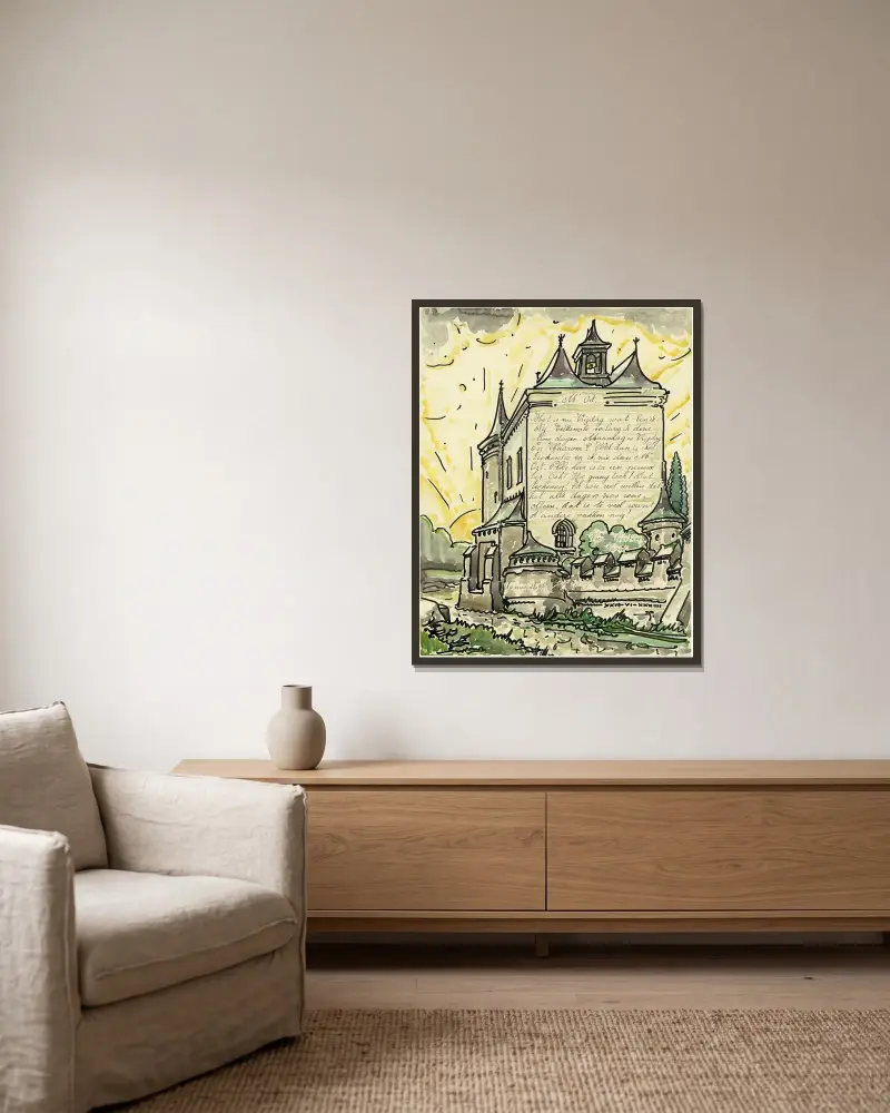 Brief Ramioulle von Alfred Ost gerahmt an einer Wand