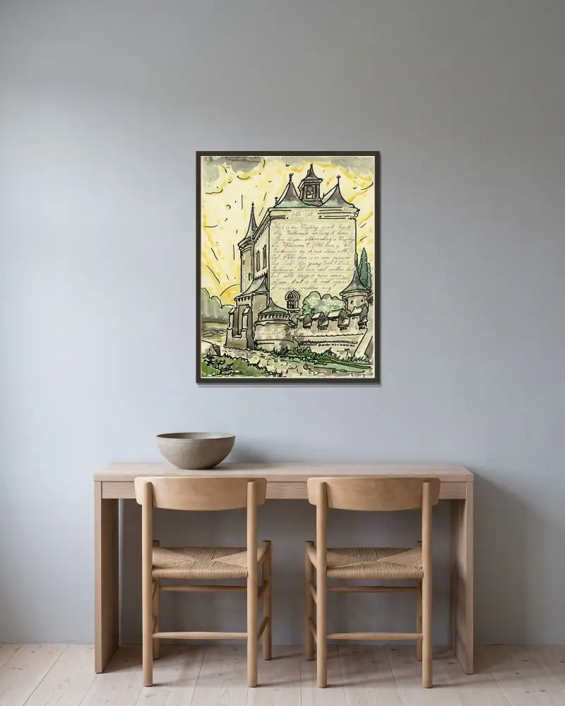 Brief Ramioulle von Alfred Ost gerahmt an einer Wand