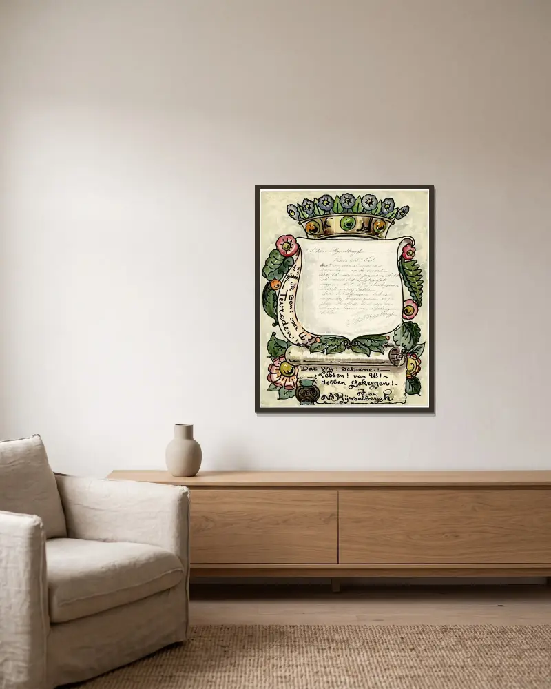 Brief von Rijsselbergh von Alfred Ost gerahmt an einer Wand